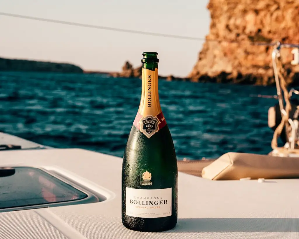 Bottle of Champaign by the sea on a yacht in Ibiza